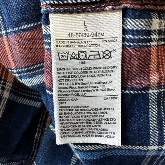 Men's Gap Flannel Size Large Slim Fit  Snap Front Shirt - Picture 5 of 5